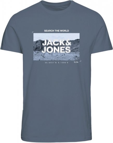 Jack & Jones RAY Photo T-Shirt Flint Stone Blue - Marškinėliai - Marškinėliai - 2XL-14XL