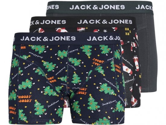 Jack & Jones HOLLY JOLLY Trunks 3-Pack Black - Apatinis trikotažas ir plaukimo apranga - Apatinis trikotažas - 2XL-8XL