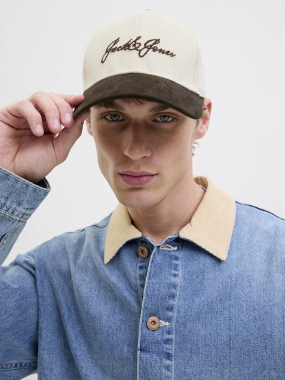 Jack & Jones Base Corduroy Cap Antique White - Aksesuarai - 