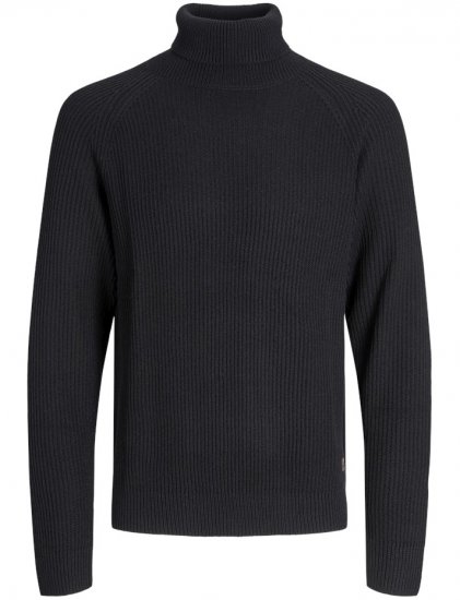 Jack & Jones Pannel Roll Neck Knit Pullover Black - Megztiniai ir džemperiai - Megztiniai ir Džemperiai - 2XL-14XL