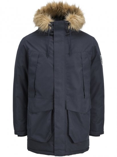 Jack & Jones Camp Faux Fur Parka Dark Navy - Didelės vyriškos striukės - Didelės vyriškos striukės