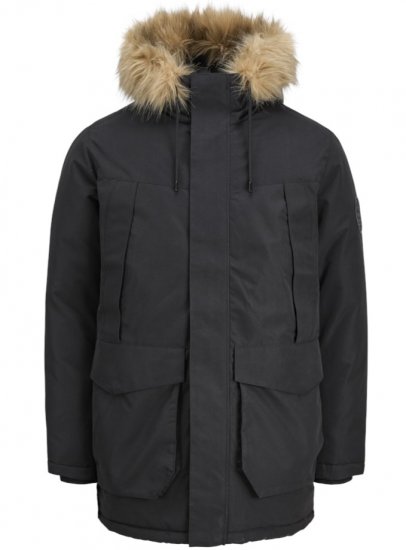 Jack & Jones Camp Faux Fur Parka Black - Didelės vyriškos striukės - Didelės vyriškos striukės