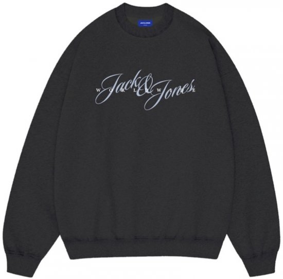 Jack & Jones Wood Crew Neck Sweatshirt Black - Megztiniai ir džemperiai - Megztiniai ir Džemperiai - 2XL-14XL