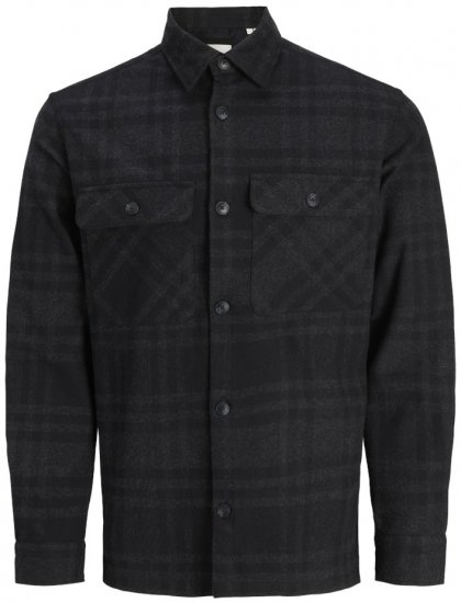 Jack & Jones Rayle Melange Check Long Sleeve Overshirt Black Beauty - Marškiniai - Marškiniai - 2XL-8XL