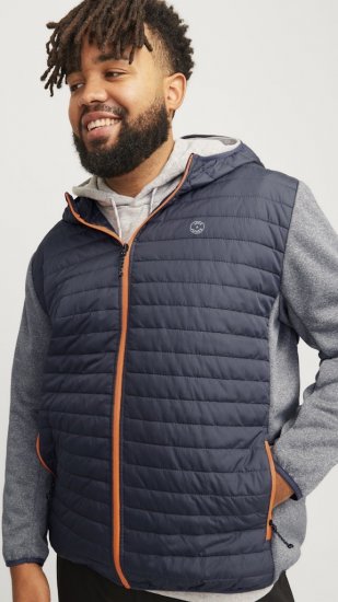 Jack & Jones MULTI QUILTED SET-IN Sleeves Jacket Grey Melange - Didelės vyriškos striukės - Didelės vyriškos striukės