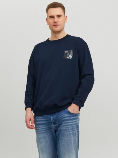 Jack & Jones JCOFILO Crew Neck Sweater with Back Print Navy Blazer - Megztiniai ir džemperiai - Megztiniai ir Džemperiai - 2XL-14XL