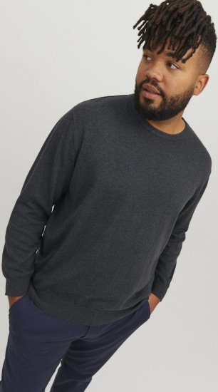 Jack & Jones BASIC Knitted Sweater Dark Grey Melange - Megztiniai ir džemperiai - Megztiniai ir Džemperiai - 2XL-14XL