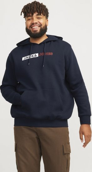 Jack & Jones CORP LOGO PLAY 5 Print Hoodie Navy Blazer - Megztiniai ir džemperiai - Megztiniai ir Džemperiai - 2XL-14XL