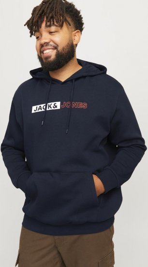 Jack & Jones CORP LOGO PLAY 5 Print Hoodie Navy Blazer - Megztiniai ir džemperiai - Megztiniai ir Džemperiai - 2XL-14XL