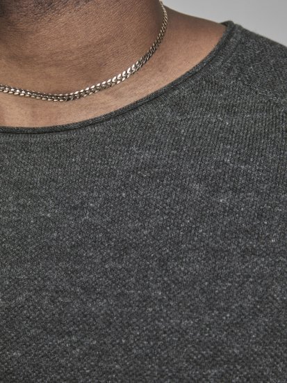 Jack & Jones HILL Knitted Sweater Dark Grey Melange - Megztiniai ir džemperiai - Megztiniai ir Džemperiai - 2XL-14XL