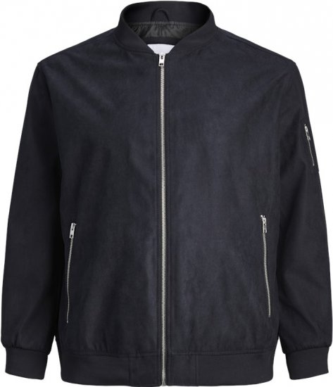 Jack & Jones ROCKY Faux Suede Bomber Jacket Jet Black - Didelės vyriškos striukės - Didelės vyriškos striukės