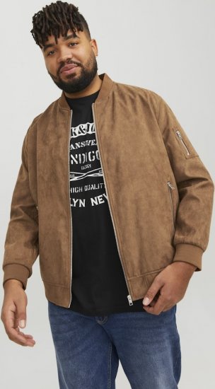 Jack & Jones ROCKY Faux Suede Bomber Jacket Brown - Didelės vyriškos striukės - Didelės vyriškos striukės