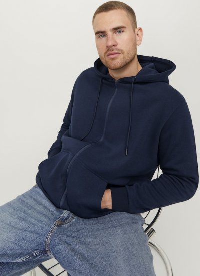 Jack & Jones BRADLEY Zip Hoodie Navy Blazer - Megztiniai ir džemperiai - Megztiniai ir Džemperiai - 2XL-14XL