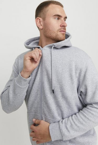 Jack & Jones BRADLEY Zip Hoodie Light Grey Melange - Megztiniai ir džemperiai - Megztiniai ir Džemperiai - 2XL-14XL