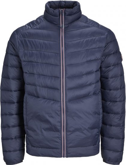 Jack & Jones SPRINT True Red Stitches Quilted Collar Jacket Navy Blazer - Didelės vyriškos striukės - Didelės vyriškos striukės