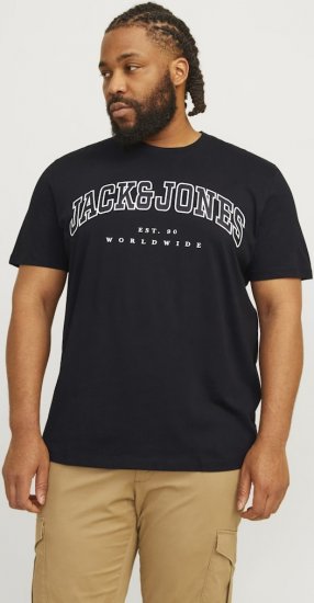 Jack & Jones CALEB VARSITY O-Neck T-Shirt Black - Marškinėliai - Marškinėliai - 2XL-14XL