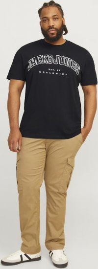 Jack & Jones CALEB VARSITY O-Neck T-Shirt Black - Marškinėliai - Marškinėliai - 2XL-14XL