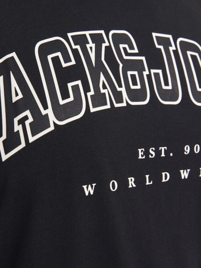 Jack & Jones CALEB VARSITY O-Neck T-Shirt Black - Marškinėliai - Marškinėliai - 2XL-14XL