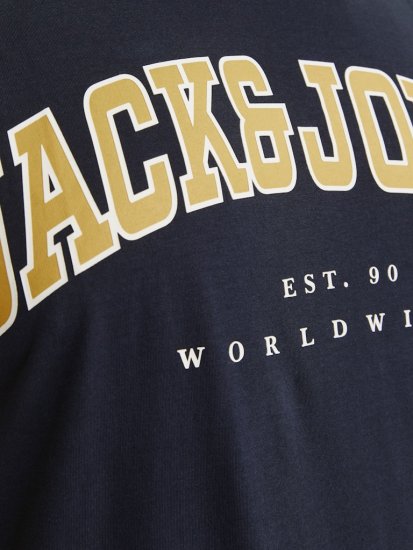 Jack & Jones CALEB VARSITY O-Neck T-Shirt Navy Blazer - Marškinėliai - Marškinėliai - 2XL-14XL