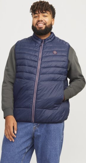 Jack & Jones SPRINT True Red Stitches BODYWARMER Navy Blazer - Didelės vyriškos striukės - Didelės vyriškos striukės