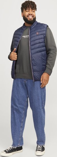 Jack & Jones SPRINT True Red Stitches BODYWARMER Navy Blazer - Didelės vyriškos striukės - Didelės vyriškos striukės