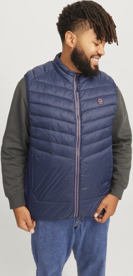Jack & Jones SPRINT True Red Stitches BODYWARMER Navy Blazer - Didelės vyriškos striukės - Didelės vyriškos striukės