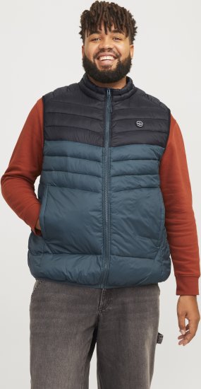 Jack & Jones SPRINT Black Blocking BODYWARMER With Collar Dark Turquoise - Didelės vyriškos striukės - Didelės vyriškos striukės