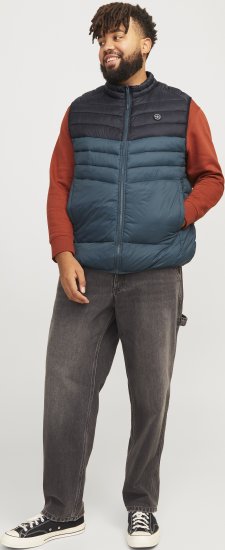 Jack & Jones SPRINT Black Blocking BODYWARMER With Collar Dark Turquoise - Didelės vyriškos striukės - Didelės vyriškos striukės