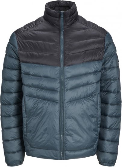 Jack & Jones SPRINT Black Blocking Quilted Collar Jacket Teal - Didelės vyriškos striukės - Didelės vyriškos striukės