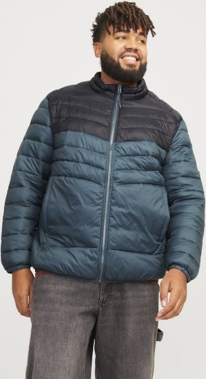 Jack & Jones SPRINT Black Blocking Quilted Collar Jacket Teal - Didelės vyriškos striukės - Didelės vyriškos striukės