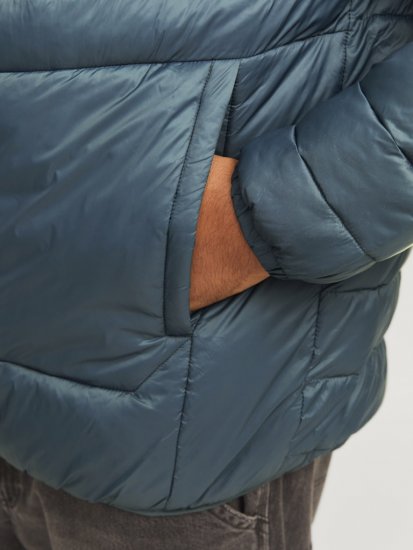 Jack & Jones SPRINT Black Blocking Quilted Collar Jacket Teal - Didelės vyriškos striukės - Didelės vyriškos striukės