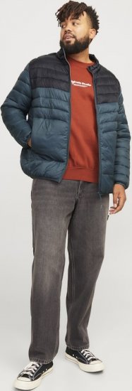 Jack & Jones SPRINT Black Blocking Quilted Collar Jacket Teal - Didelės vyriškos striukės - Didelės vyriškos striukės