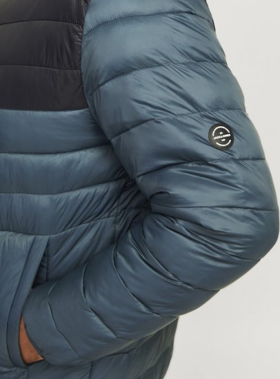 Jack & Jones SPRINT Black Blocking Quilted Collar Jacket Teal - Didelės vyriškos striukės - Didelės vyriškos striukės