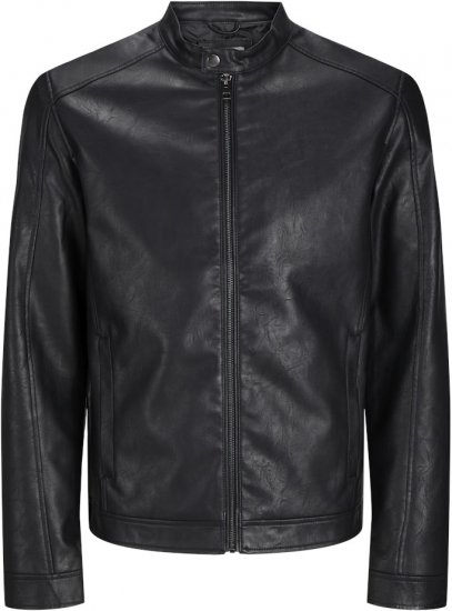 Jack & Jones DYLAN Clean PU Jacket Black - Didelės vyriškos striukės - Didelės vyriškos striukės