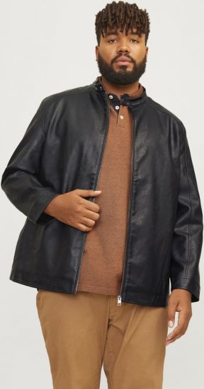 Jack & Jones DYLAN Clean PU Jacket Black - Didelės vyriškos striukės - Didelės vyriškos striukės