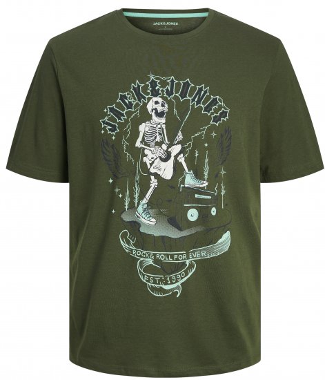 Jack & Jones JJSKULL ROCK T-Shirt Kombu Green - Marškinėliai - Marškinėliai - 2XL-14XL