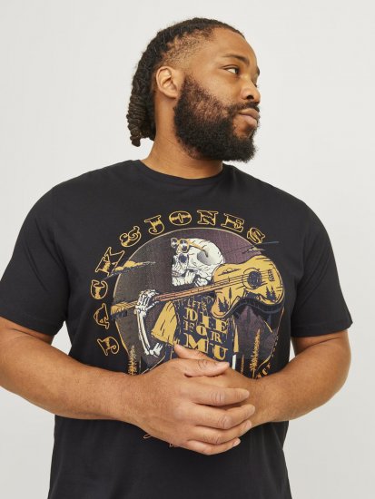 Jack & Jones JJSKULL ROCK T-Shirt Black - Marškinėliai - Marškinėliai - 2XL-14XL