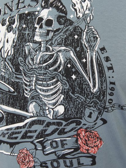 Jack & Jones JJSKULL ROCK T-Shirt Goblin Blue - Marškinėliai - Marškinėliai - 2XL-14XL
