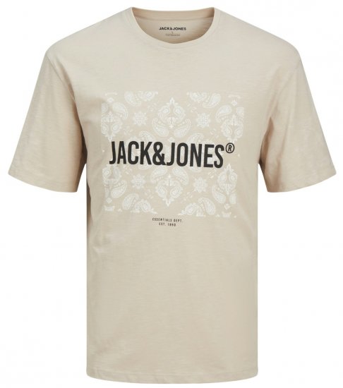 Jack & Jones JJPAISLEY T-Shirt Moonbeam - Marškinėliai - Marškinėliai - 2XL-14XL