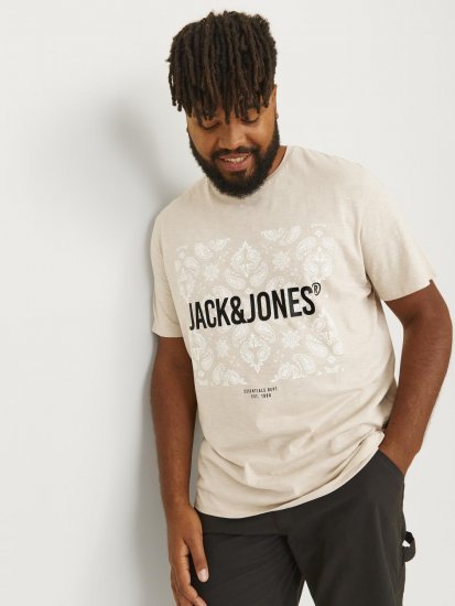 Jack & Jones JJPAISLEY T-Shirt Moonbeam - Marškinėliai - Marškinėliai - 2XL-14XL