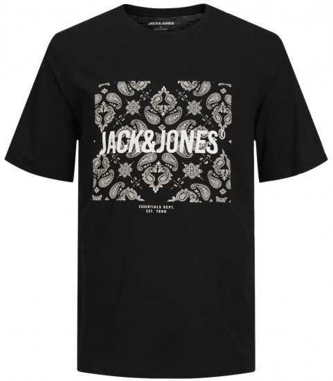 Jack & Jones JJPAISLEY T-Shirt Black - Marškinėliai - Marškinėliai - 2XL-14XL