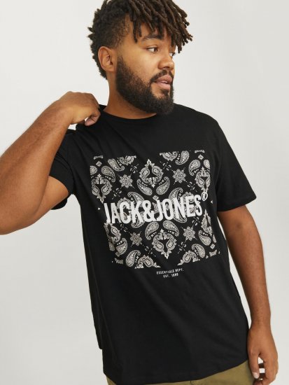 Jack & Jones JJPAISLEY T-Shirt Black - Marškinėliai - Marškinėliai - 2XL-14XL