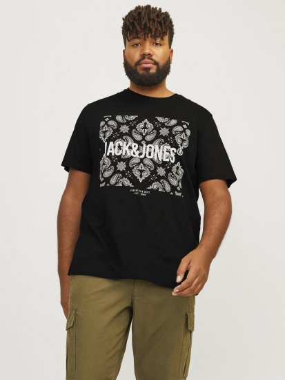 Jack & Jones JJPAISLEY T-Shirt Black - Marškinėliai - Marškinėliai - 2XL-14XL