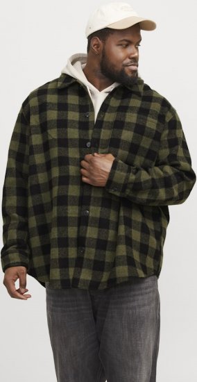Jack & Jones ZAC Brushed Long Sleeve Overshirt Green - Marškiniai - Marškiniai - 2XL-8XL