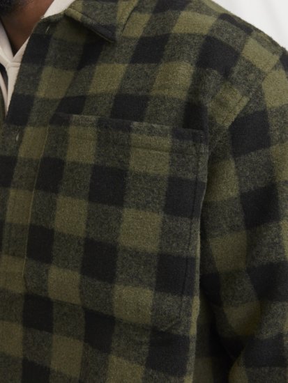 Jack & Jones ZAC Brushed Long Sleeve Overshirt Green - Marškiniai - Marškiniai - 2XL-8XL
