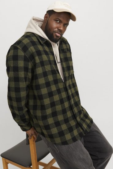 Jack & Jones ZAC Brushed Long Sleeve Overshirt Green - Marškiniai - Marškiniai - 2XL-8XL