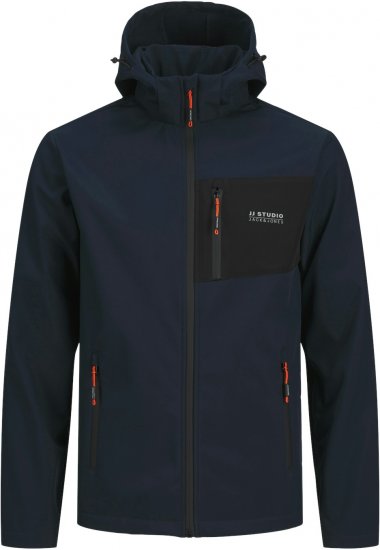 Jack & Jones JJTAYLOR Softshell Jacket Navy Blazer - Didelės vyriškos striukės - Didelės vyriškos striukės