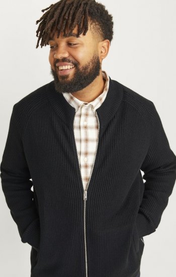 Jack & Jones PANNEL Turtleneck Knitted Sweater with Zipper Black - Megztiniai ir džemperiai - Megztiniai ir Džemperiai - 2XL-14XL