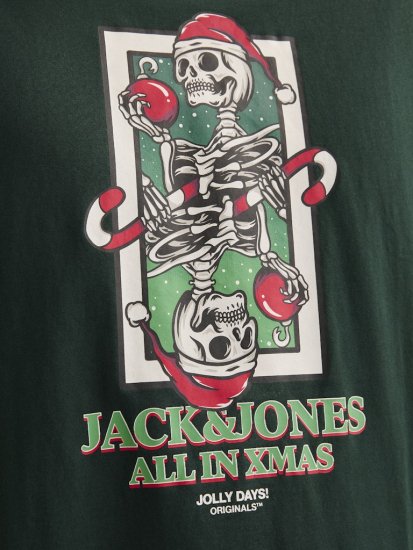 Jack & Jones XMAS Christmas Skull T-Shirt Dark Slate Grey - Marškinėliai - Marškinėliai - 2XL-14XL