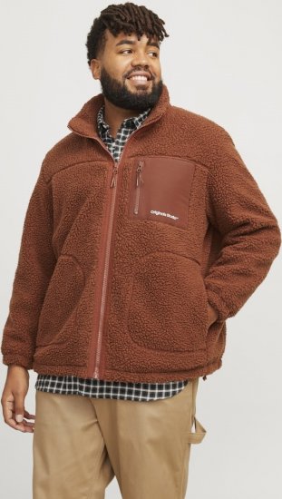 Jack & Jones ESTERBRO High Collar Teddy Jacket Brandy Brown - Didelės vyriškos striukės - Didelės vyriškos striukės